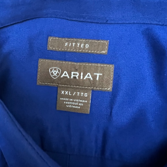ARIAT Solid Twill Fitted Long Sleeve Shirt Button down Men’s Blue Size 2XL - Picture 12 of 13